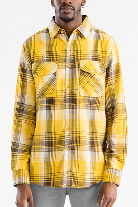 Long Sleeve Checkered Flannel Shirt