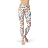 Women's Colorful Feather Fern Leggings