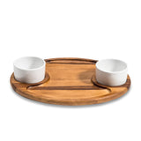 Charcuterie/ Serving Tray w/ 2 ceramic bowls w/ lids Azure Lily
