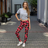 Women's Black Cat Silhouette on Red Leggings
