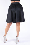 Casual Elastic High Waist Pleated Midi Flare Skirt