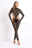Sexy Cutout See Through Distressed Fabric Jumpsuit Party Clubwear