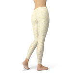 Women's White Leggings w/ Geometric Cubes