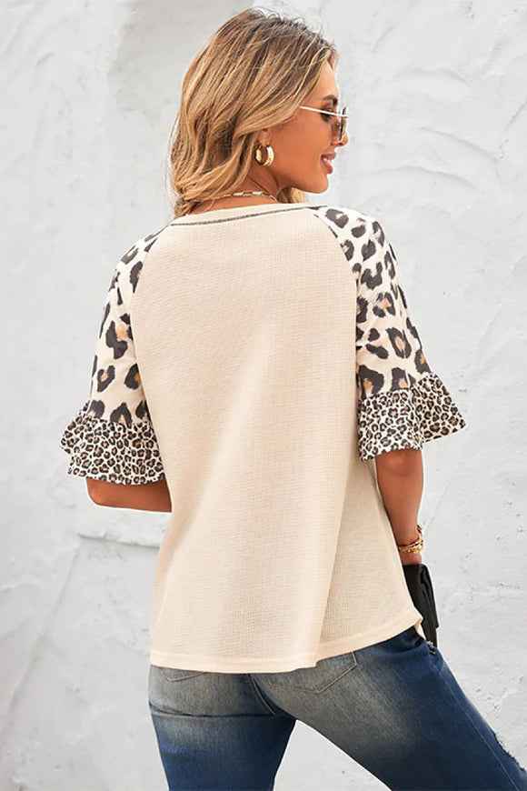 Leopard Print Sleeve Top Yellow Pandora