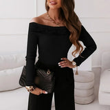 Long Sleeve Rib Knitted Patchwork Embroidered Lace Blouse Silver Sam