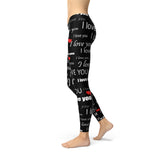 Women's I Love You Black Leggings