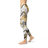 Women's White Marble w/ Black Gold Lines Leggings