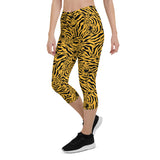 Women's Yellow Tiger Capri Leggings
