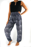 Black PAISLEY Women's Harem Pants