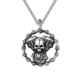 Biker Chain Skull Pendant Necklace Stainless Steel