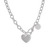 "Love you more" Heart Shape Pendant Necklace Silver Plated