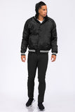 Satin Hooded Varsity Jacket Lime Milo