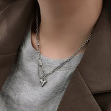 Link Necklace with Heart Shape Pedant- Choice of Gold or Silver Plated