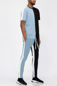 Two Way Split T-shirt & Track Pants Set Lime Milo