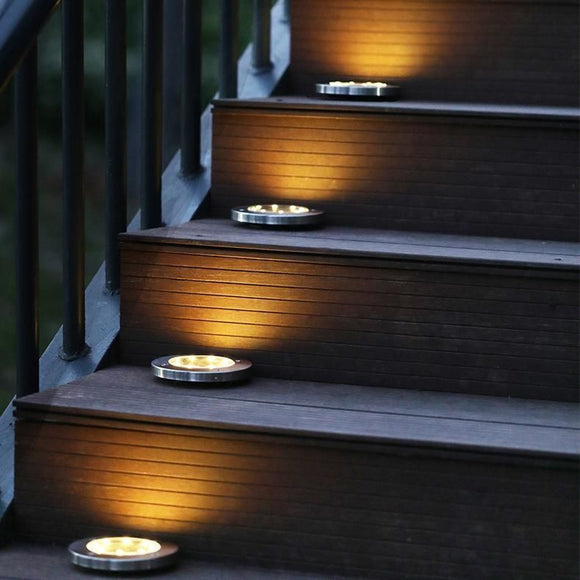 4 LED Solar Powered In-Ground Lights - Set of 4