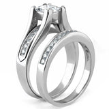 Women's Stainless Steel Cubic Zirconia Wedding Ring Bridal Set Lavender Birch