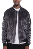 Velour Scrunched Bomber Jacket