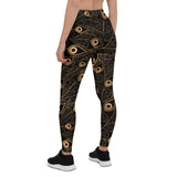 Women's Art Deco Peacock Feather Black Leggings