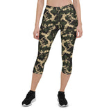 Women's Army Camo Capri Leggings with Honeycombs