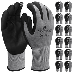 12 Pair Micro Foam Nitrile Work Gloves | Touch Screen | Grey | L Cerise Jasper