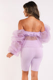 Organza Sleeve Detailed Top & Matching Shorts Set