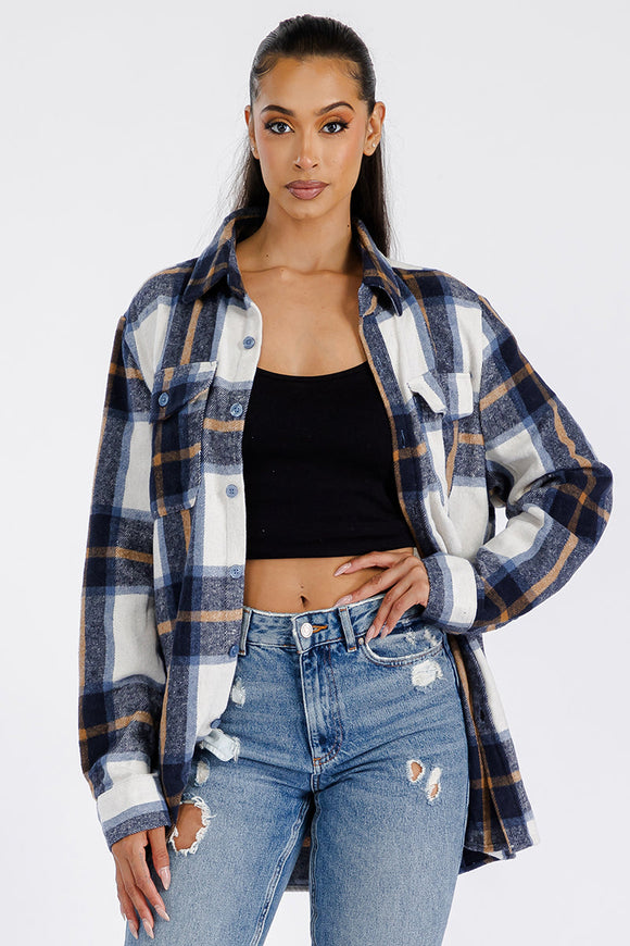 Boyfriend Oversized Soft Flannel Shacket Lime Milo