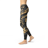 Women's Black Marble w/ Gold Splash Leggings