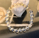 Citrine Rutilated & Crystal Quartz Stretch Bracelet! Genuine Crystals! Violet Chaos