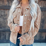 Elegant Retro Office Shirt Short Coats Autumn Turn-down Collar Casual Silver Sam