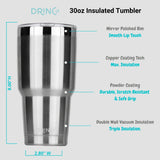 DRINCO® 30oz Insulated Tumbler Spill Proof Lid w/2 Straws (Brushed)