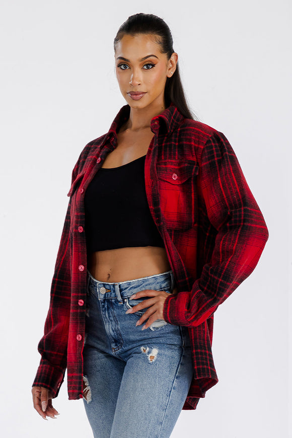 Boyfriend Oversized Soft Flannel Shacket Lime Milo