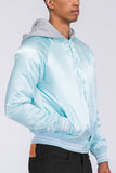 Satin Hooded Varsity Jacket Lime Milo