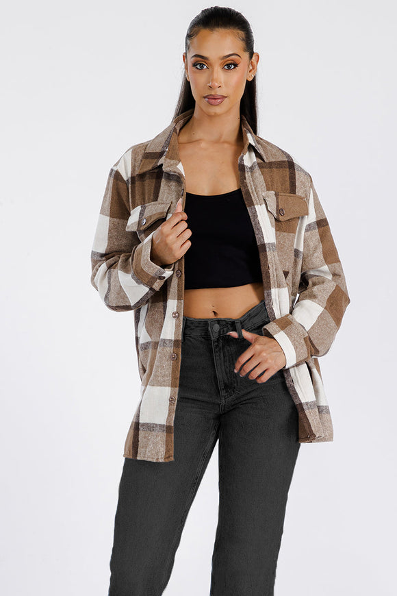 Boyfriend Oversized Soft Flannel Shacket Lime Milo