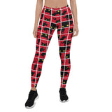Women's Black Cat Silhouette on Red Leggings