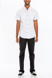 TWO POCKET BUTTON DOWN SHIRT (WHITE) Lime Milo