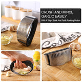 Garlic Press, Stainless Steel, Manual Grinding Curved Ginger Crusher Lime Sunflower