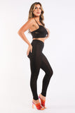 Casual Sports Strappy Sleeve Top & Leggings Set