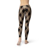 Women's Beige Brown Argyle Leggings