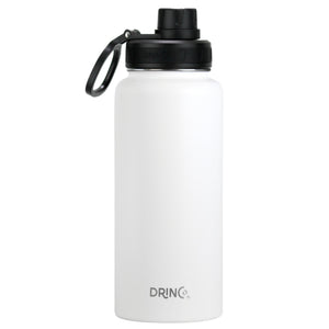 DRINCO® 32oz Stainless Steel Water Bottle (3 lids) - Artic White