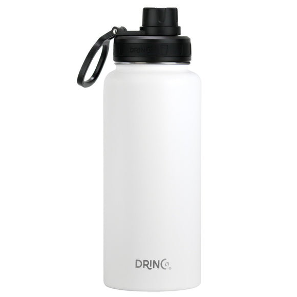 DRINCO® 32oz Stainless Steel Water Bottle (3 lids) - Artic White