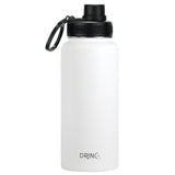 DRINCO® 32oz Stainless Steel Water Bottle (3 lids) - Artic White