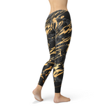 Women's Black Marble w/ Gold Splash Leggings