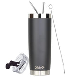 DRINCO®  20oz Insulated Tumbler w/Spill Proof Lid, 2 Straws(Black) Orchid Lavender