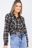Oversize Boyfriend Plaid Checkered Flannel Lime Milo