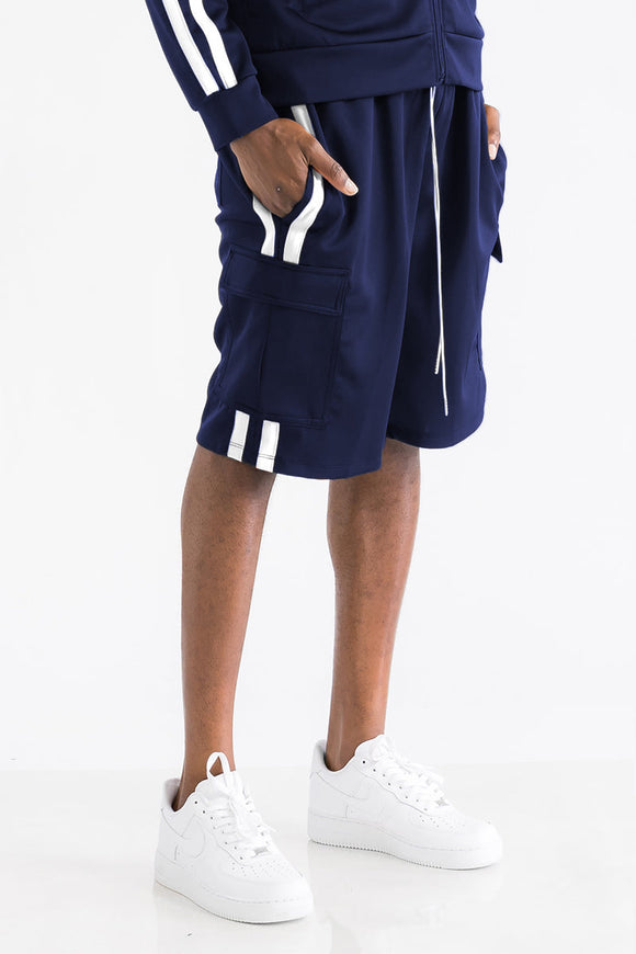 TWO STRIPE CARGO POCKET TRACK SHORTS Lime Milo