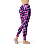 Women's Pink Purple Houndstooth Leggings