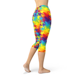 Women's Rainbow Houndstooth Capri Leggings