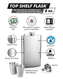 Premium 8oz Flask with Gift Box,  Funnel and Two Shot Glasses Lime Sycamore