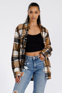 Boyfriend Oversized Soft Flannel Shacket Lime Milo