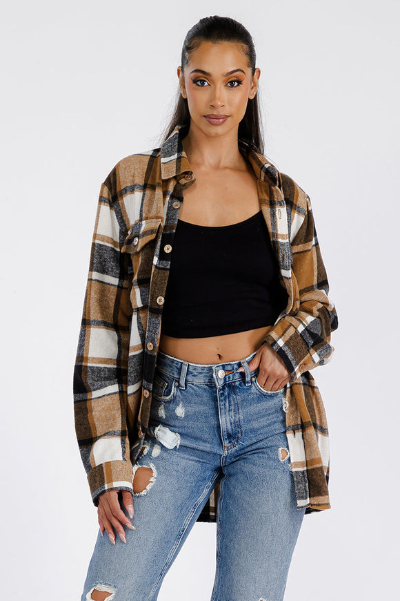 Boyfriend Oversized Soft Flannel Shacket Lime Milo